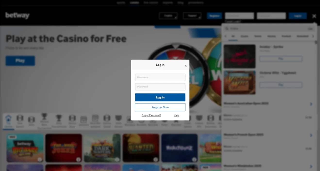 Aviator Betway login